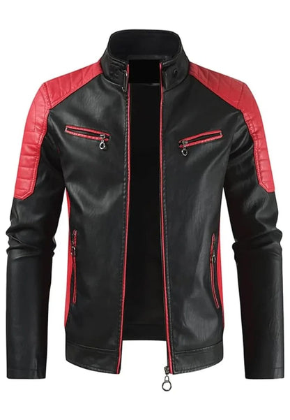 Men’s Classic Black Leather Slim Fit Biker Jacket – Timeless Motorcycle Outerwear