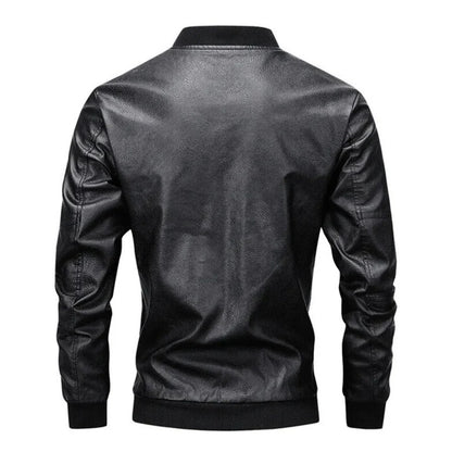 Men’s Grey Leather Motorcycle Bomber Jacket – Stylish Slim Fit Outerwear
