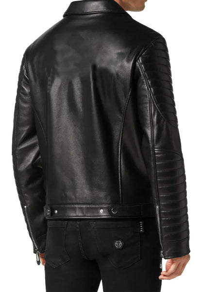 Men’s Iconic Black Leather Moto Jacket – Timeless Biker Style