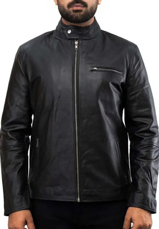 Men’s Iconic Black Motorcycle Leather Jacket – Timeless, Bold & Road-Ready