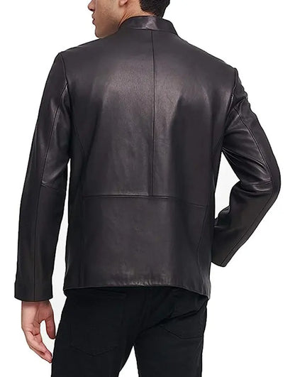 Men’s Modern Black Leather Cafe Racer Jacket