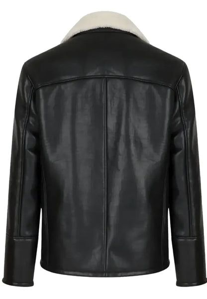 Men’s Black Moto Leather Jacket with Shearling – Sleek, Warm & Built to Ride