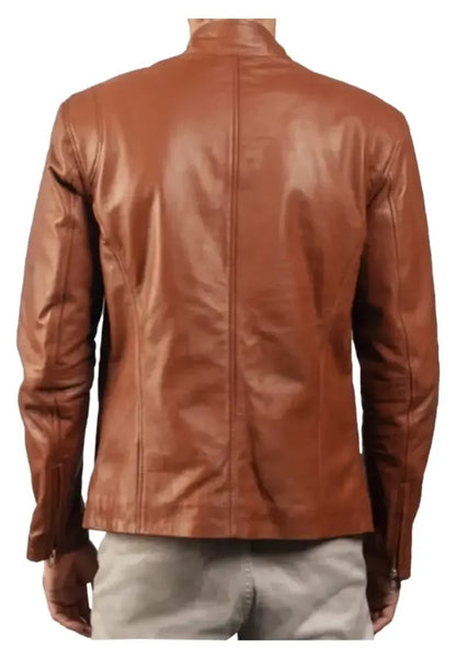 Men’s Motorcycle Brown Leather Jacket – Classic Rider Style