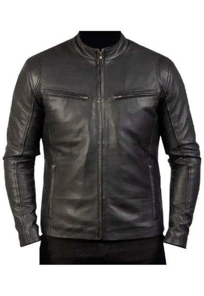 Men’s Motorcycle Black Leather Jacket – Classic Moto Rider Style
