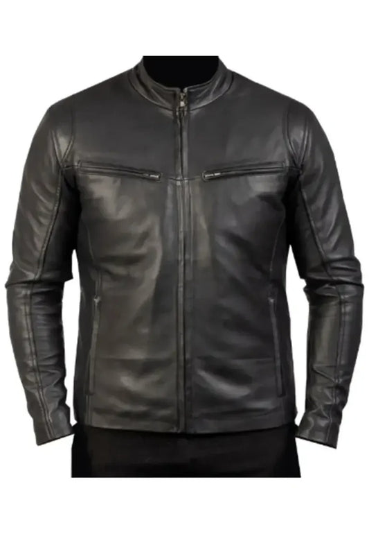 Men’s Motorcycle Black Leather Jacket – Classic Moto Rider Style