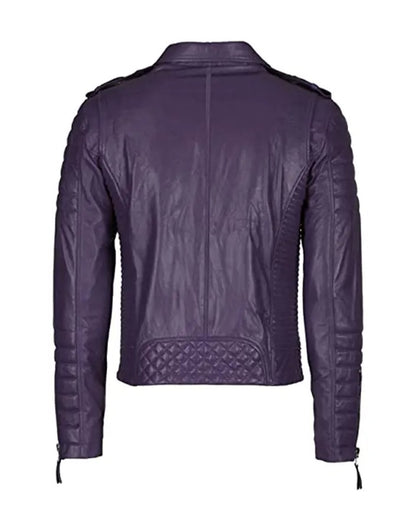 Men’s Slim Fit Purple Biker Leather Jacket – Stylish Motorcycle Outerwear