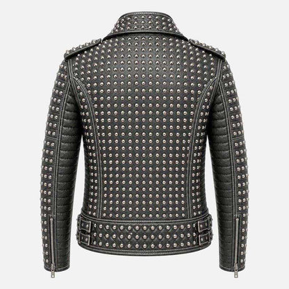 Best punk rock biker jacket in black leather with edgy studded design