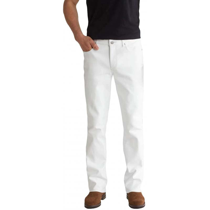 Men's White Sheepskin Leather Pant with Zip Fly Button Closure
