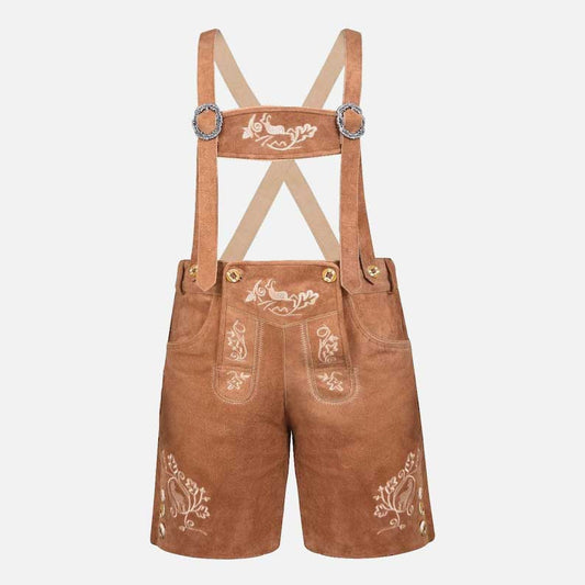 Mew authentic Bavarian lederhosen shorts with embroidered suspenders by Glory Store US