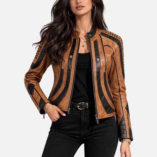 New Seven of Nine Picard brown leather jacket costume for sale made from real leather by Glory Store US