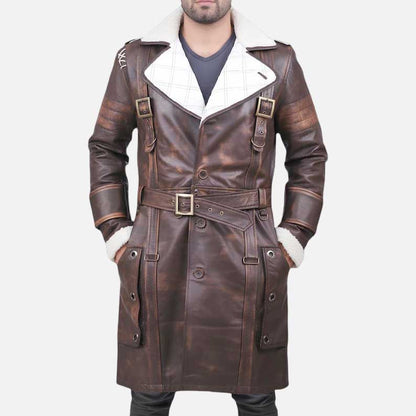 New Fallout 4 Elder Maxson coat for sale in distressed cowhide leather by Glory Store US