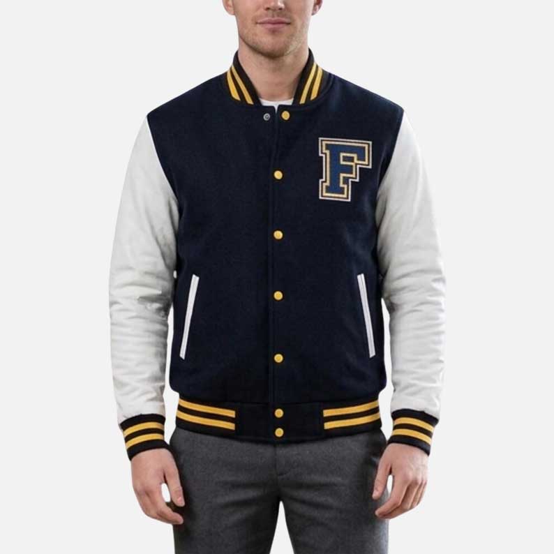 New Mike Newton New Moon Spartans varsity jacket for sale in blue and beige wool by Glory Store US