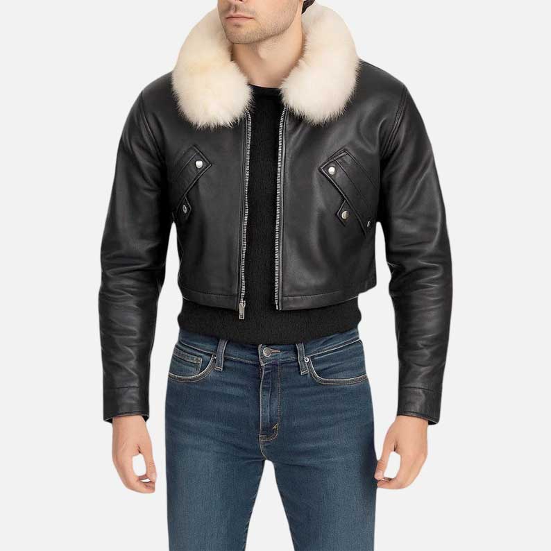 New Squall Leonhart cosplay jacket for sale in cropped black leather by Glory Store US