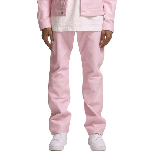 Men's Pink Sheepskin Leather Jean with Zip Fly Button Closure