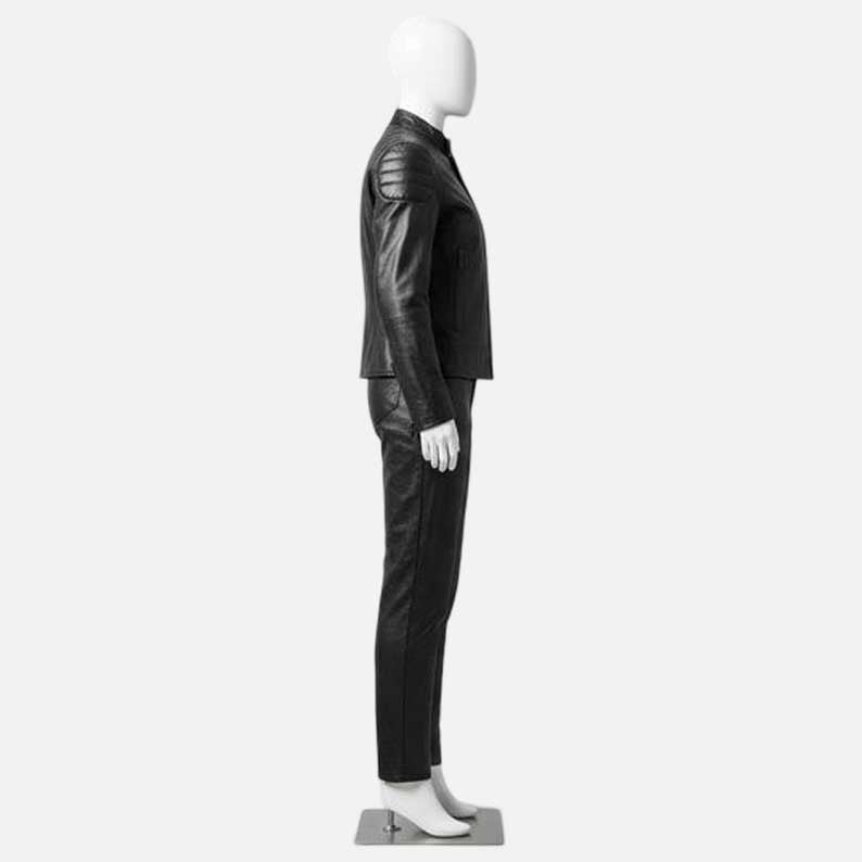 Premium black cowhide leather utility jumpsuit by Glory Store US with reinforced stitching and belt