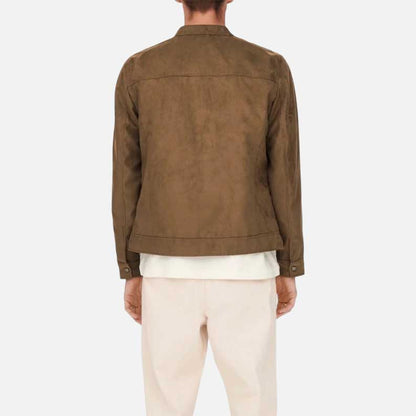 Premium cognac suede leather jacket buy online USA