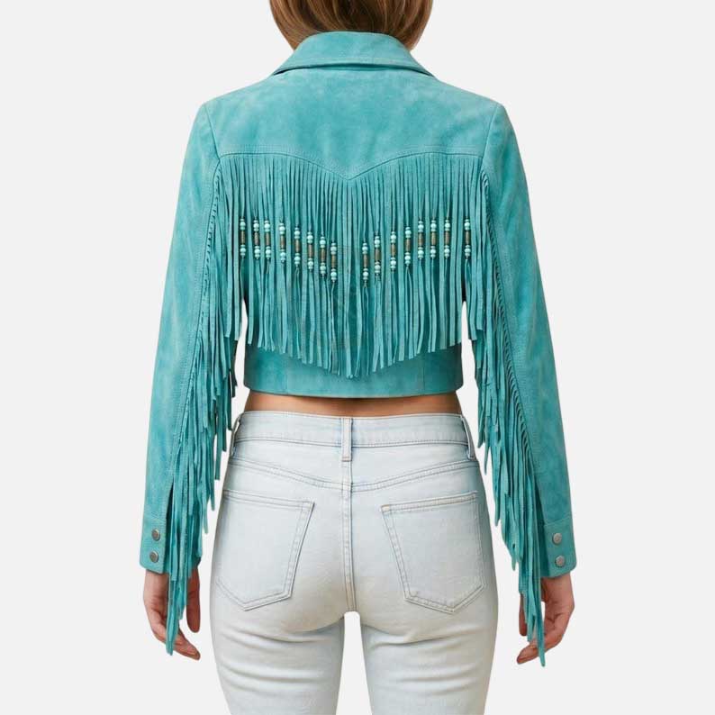 Premium handmade turquoise western suede jacket by Glory Store US tailored regular fit