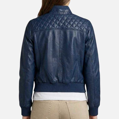 Premium midnight blue quilted leather jacket by Glory Store US tailored slim fit