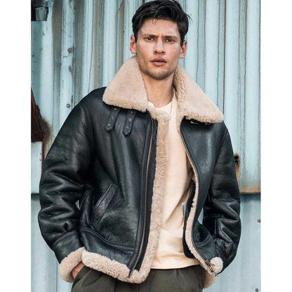 Men’s B3 Bomber RAF Aviator Shearling Leather Motorcycle Jacket