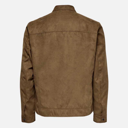 Stylish cognac suede leather jacket new arrival fashion piece
