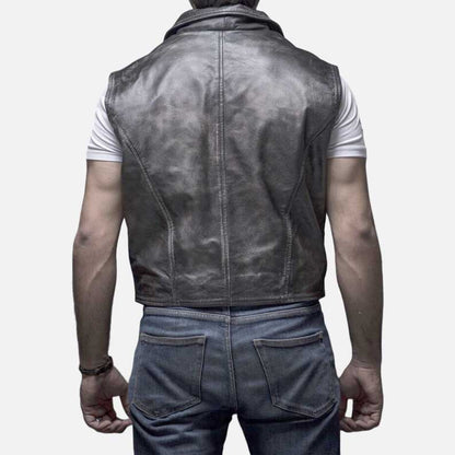 Stylish distressed black lambskin leather vest to buy from Glory Store US