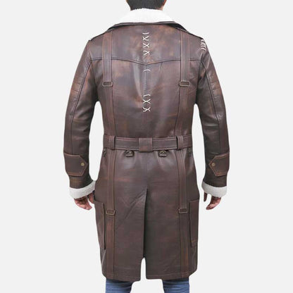 Stylish distressed leather battlecoat inspired by Elder Maxson to buy from Glory Store US