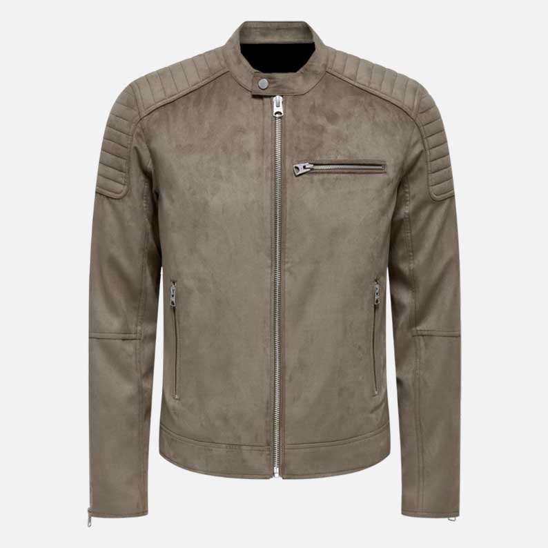 Stylish grey suede leather jacket new arrival for modern men