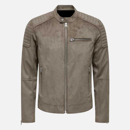 Stylish grey suede leather jacket new arrival for modern men