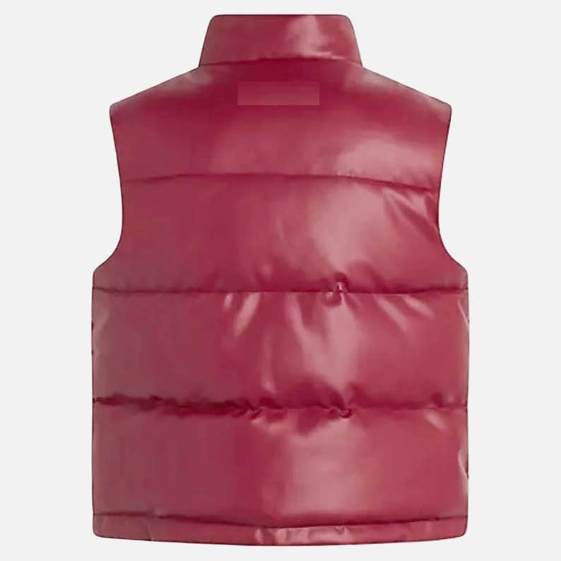 Stylish men maroon leather puffer vest new arrival at Glory Store US