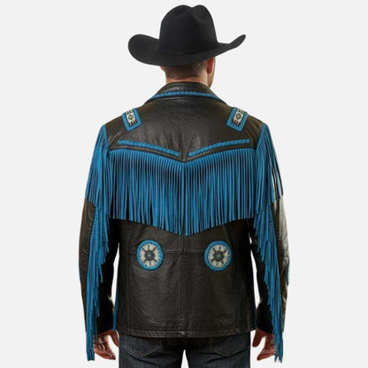 Stylish western fringe suede cowboy jacket for sale with tassel detail by Glory Store US