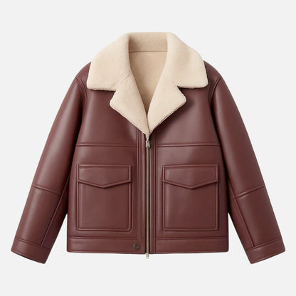 Best burgundy leather jacket for women with structured stylish utility design